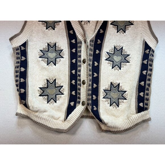 Christopher & Banks Women's Ramie Hand Embroidered Vest Size M Beige Geometric - Picture 5 of 12